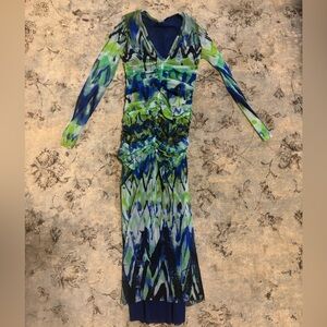 Jean Paul Gaultier Blue and Green Long Sleeve Dress
